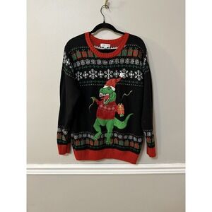 Holiday‎ Hype Dinosaur Christmas Sweater Size Large Ugly Christmas Sweater